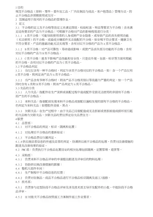 不合格品管理制度