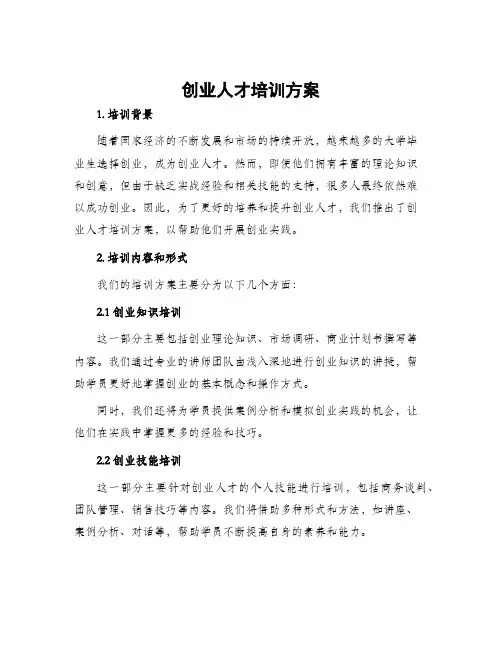 创业人才培训方案