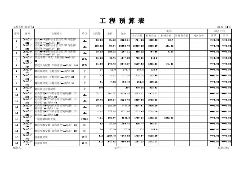 工程预算表(横)
