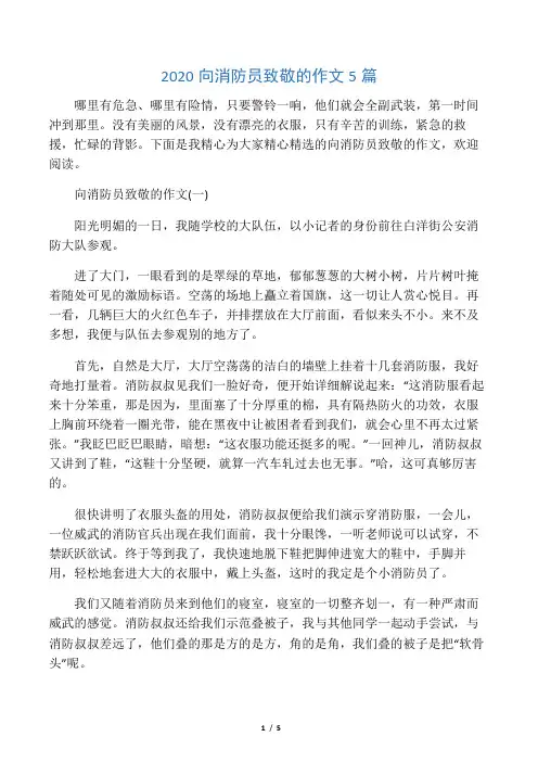 2020向消防员致敬的作文5篇
