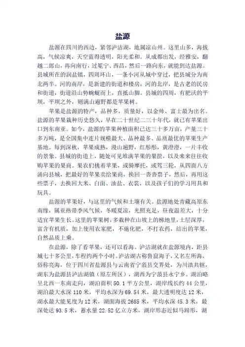 盐源 散文