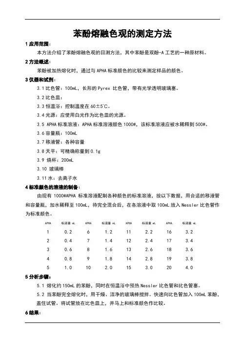实验室苯酚熔融色观的测定方法