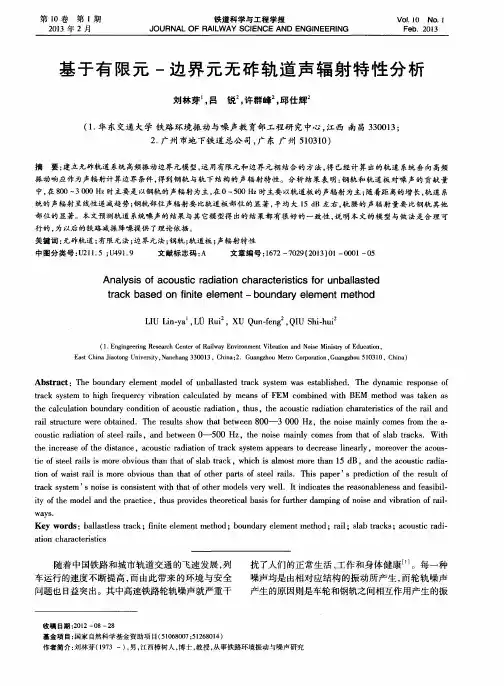 基于有限元-边界元无砟轨道声辐射特性分析