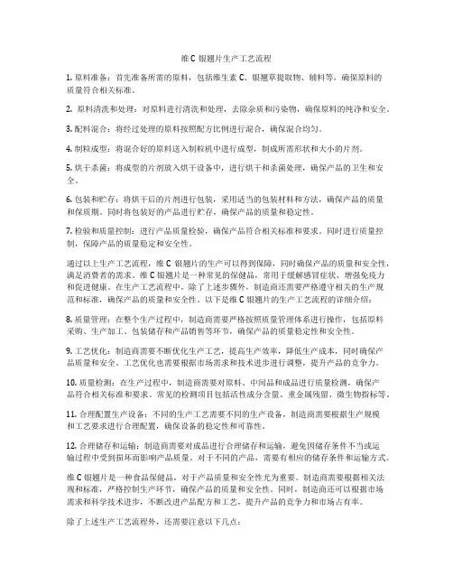 维C银翘片生产工艺流程