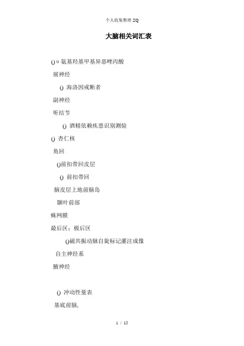 大脑词汇翻译(整理)