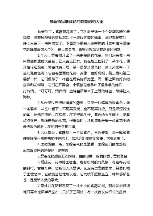 最新描写紫藤花的唯美语句大全