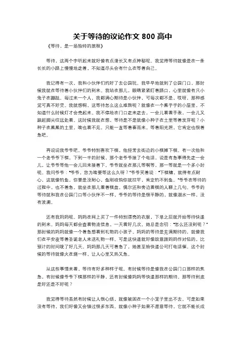 关于等待的议论作文800高中