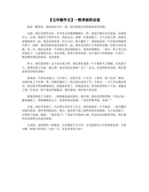 【五年级作文】一粒米饭的自述