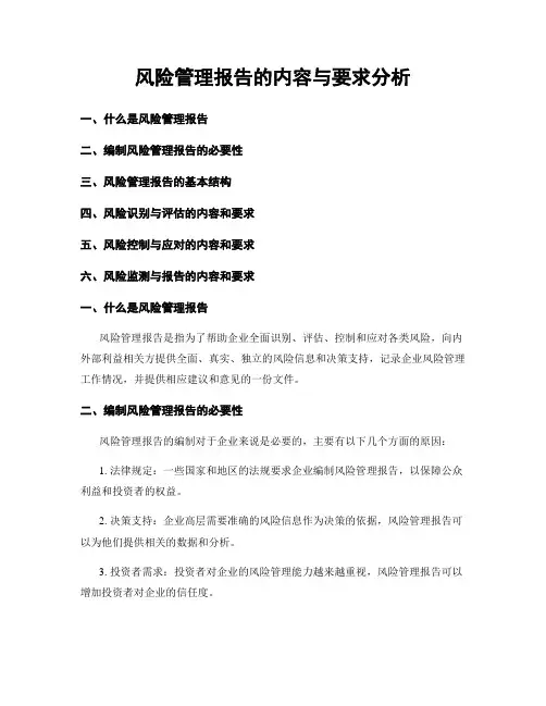 风险管理报告的内容与要求分析