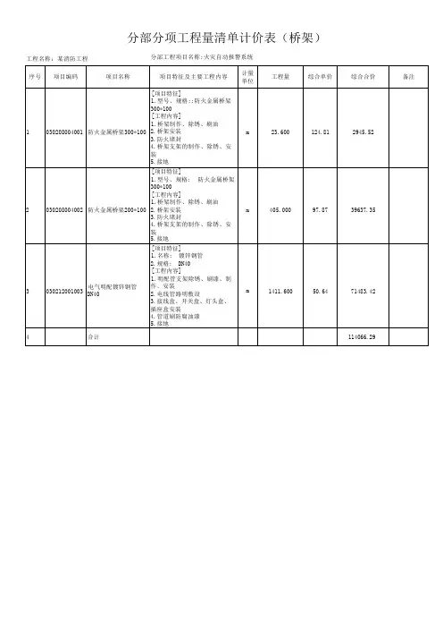 工程-桥架清单计价表
