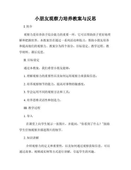 小朋友观察力培养教案与反思