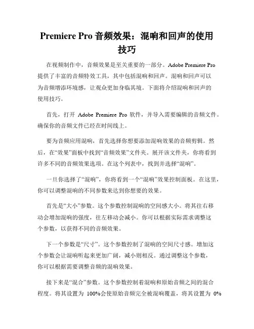Premiere Pro音频效果 混响和回声的使用技巧
