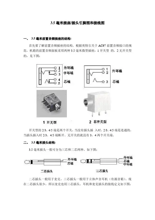 3.5毫米座插头引脚图和接线图