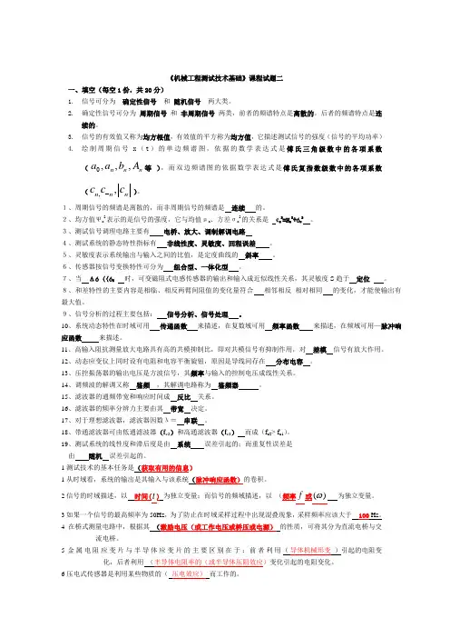 长沙理工大学测试技术复习试题