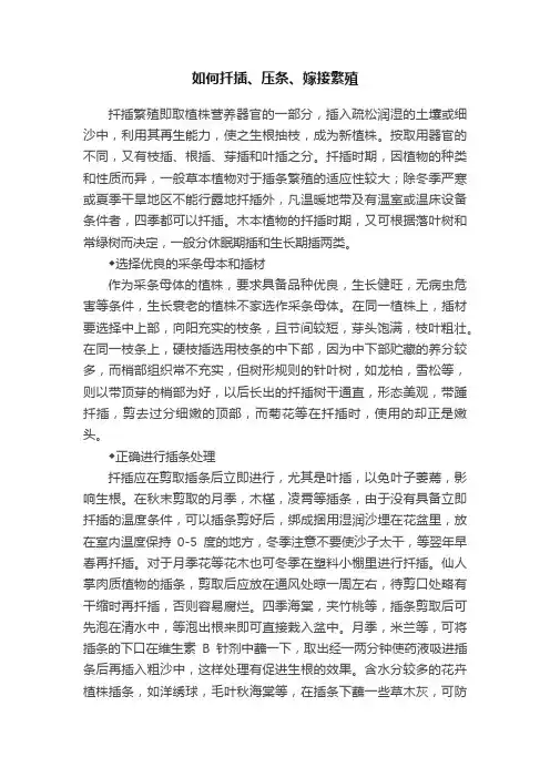 如何扦插、压条、嫁接繁殖