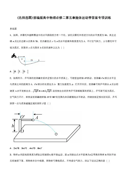 部编版高中物理必修二第五章抛体运动带答案专项训练