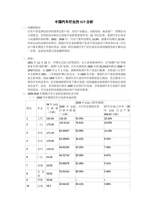 中国汽车产业SCP分析