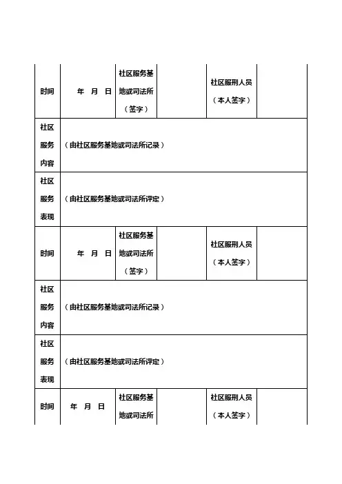 社区服刑人员参加社区服务记录表