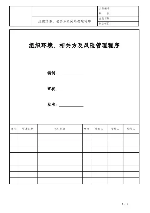 组织环境、相关方及风险管理程序