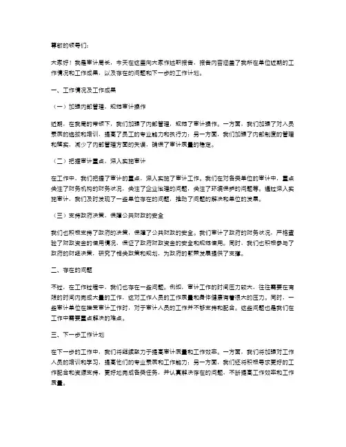审计局长述职报告范文
