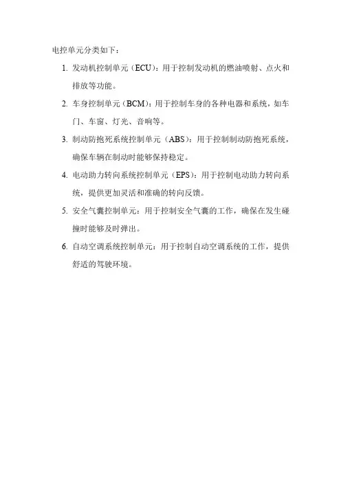 电控单元分类