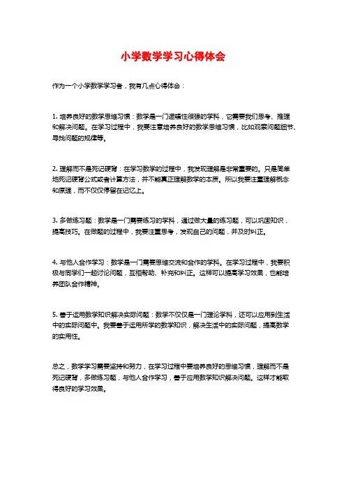 小学数学学习心得体会