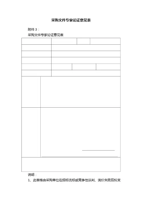 采购文件专家论证意见表