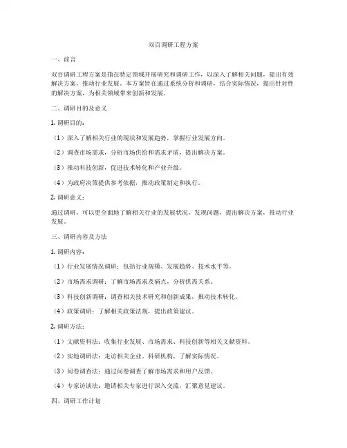 双百调研工程方案