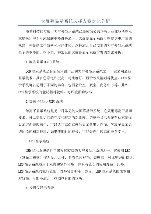 大屏幕显示系统选择方案对比分析