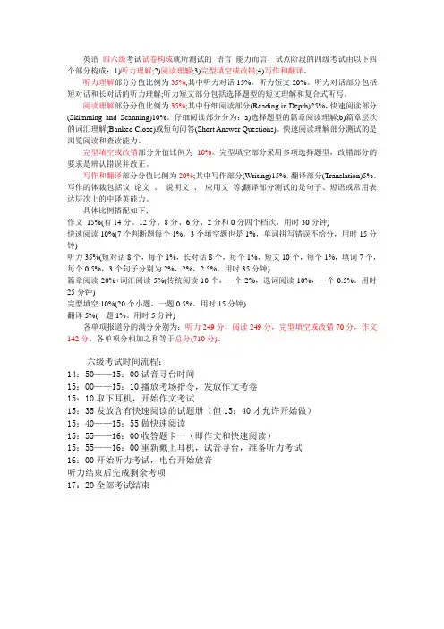 四六级试卷结构