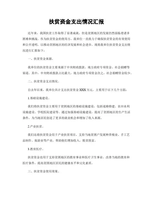 扶贫资金支出情况汇报