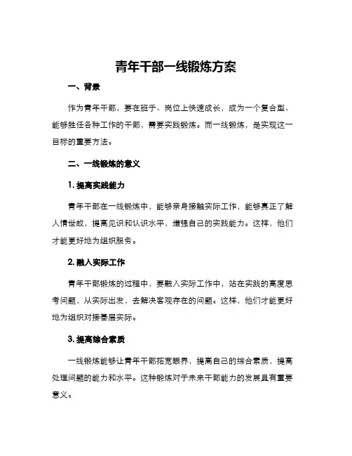 青年干部一线锻炼方案