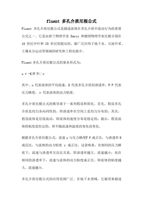 fluent 多孔介质厄根公式