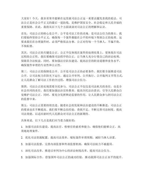 司法公正专题发言稿范文
