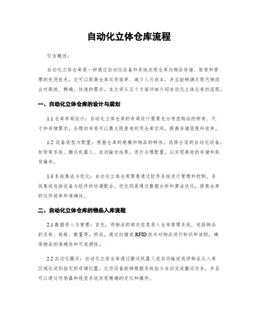 自动化立体仓库流程