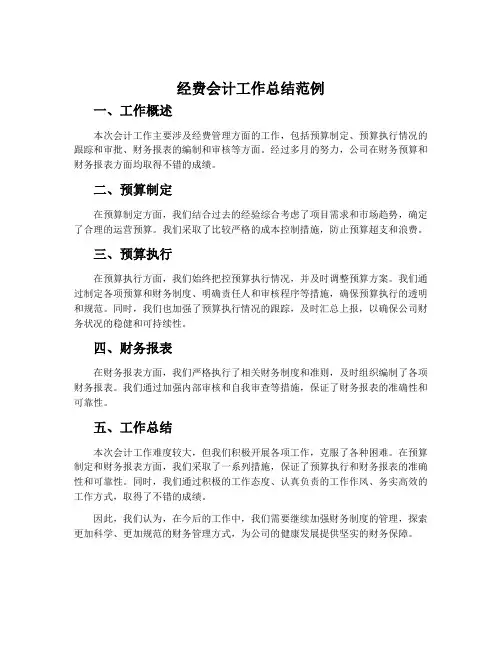 经费会计工作总结范例
