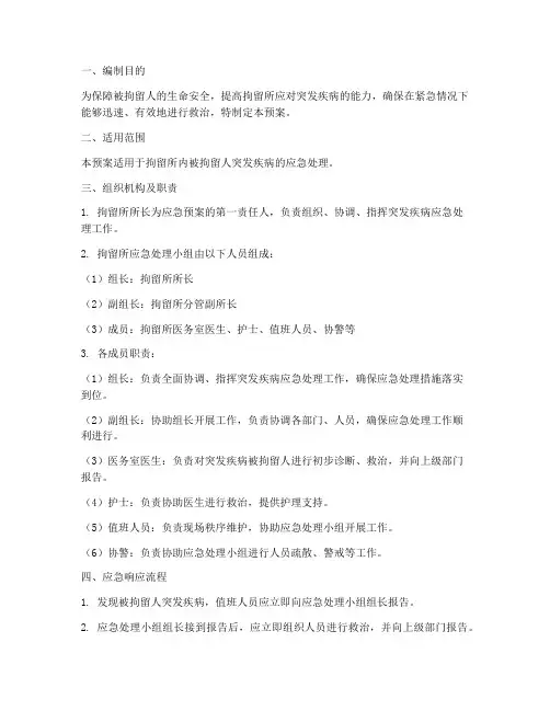 被拘留人突发疾病应急预案