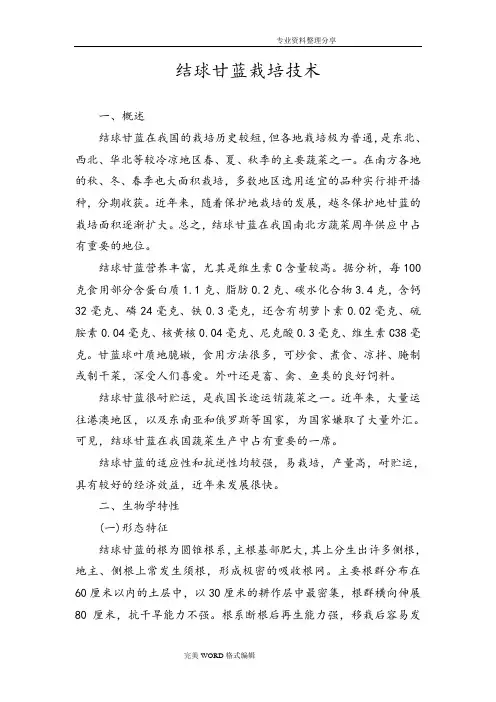 结球甘蓝栽培技术