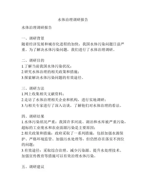 水体治理调研报告