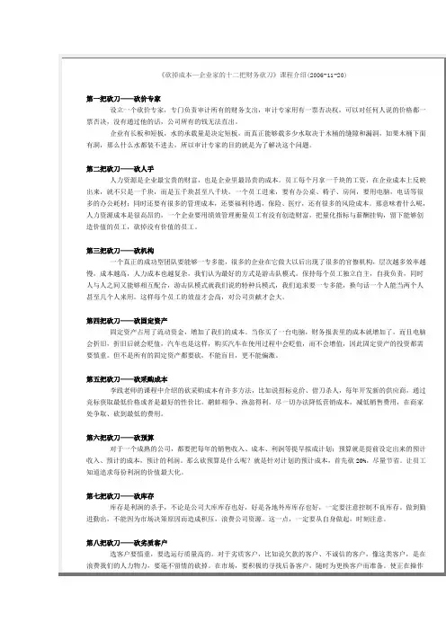 企业十二把财务砍刀