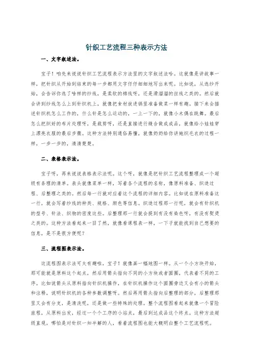 针织工艺流程三种表示方法