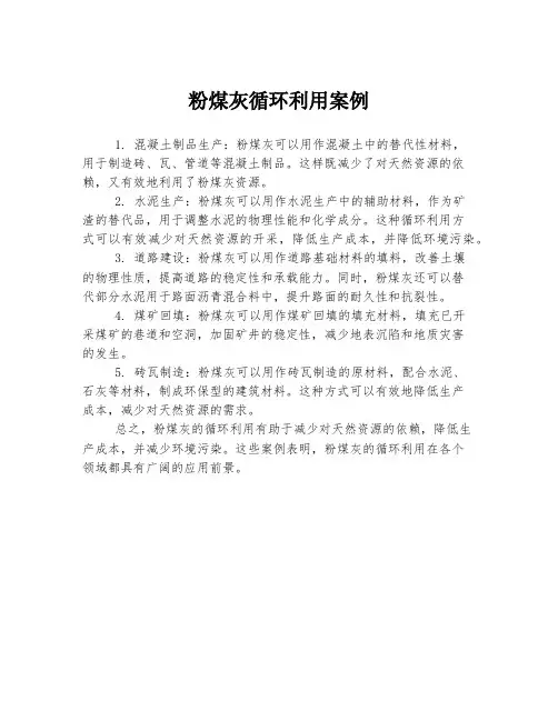 粉煤灰循环利用案例