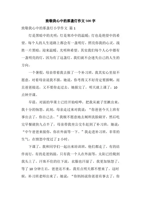 致敬我心中的那盏灯作文500字