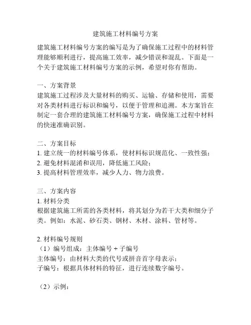 建筑施工材料编号方案