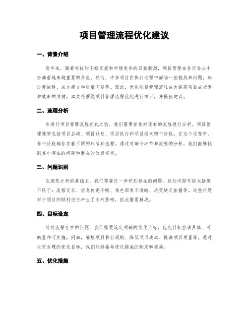 项目管理流程优化建议