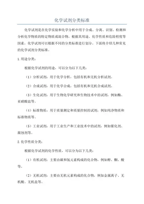 化学试剂分类标准