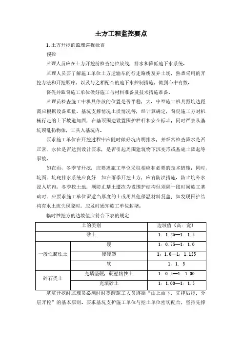 土方工程监控要点