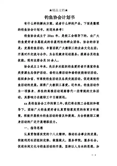 钓鱼协会计划书