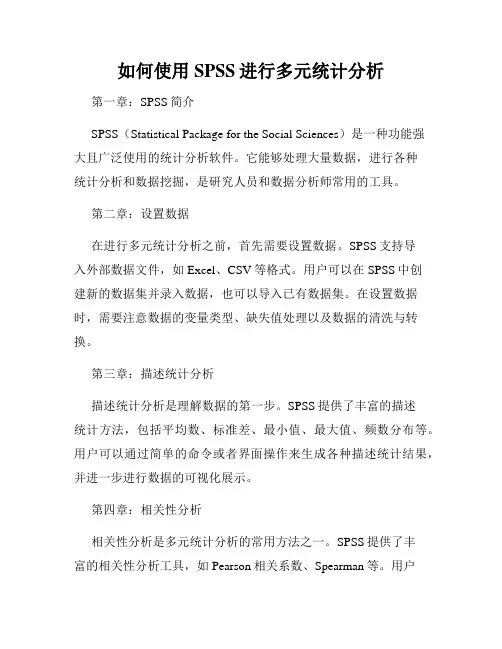 如何使用SPSS进行多元统计分析