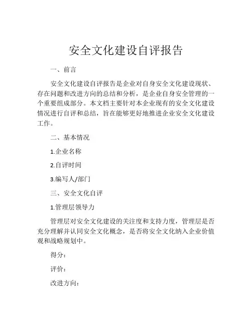 安全文化建设自评报告